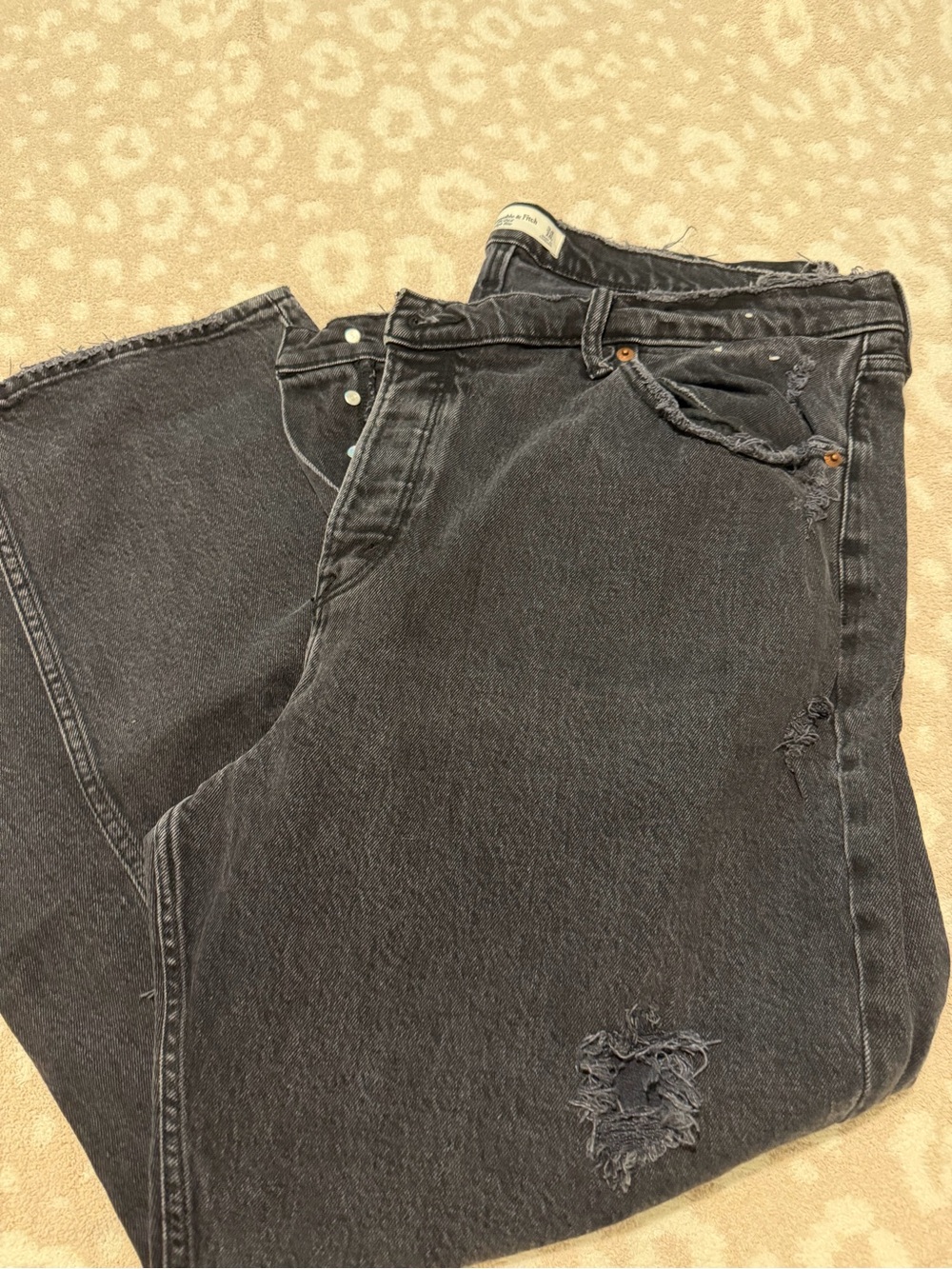 Abercrombie & Fitch Washed Black High-Rise Distressed Jeans